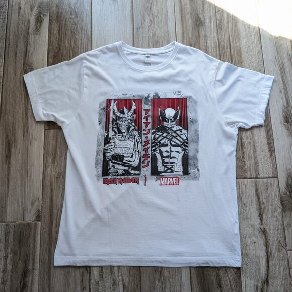 RARE Iron Maiden × Marvel Wolverine Samurai Eddie Graphic T-Shirt White XL - Picture 1 of 9